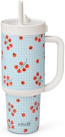 Ello Oasis 30oz Insulated Stainless Steel Tumbler with Straw, Picnic