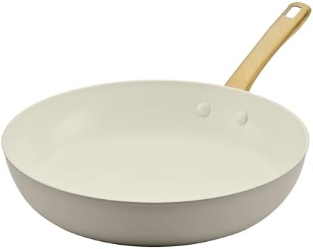 Farberware Forged Induction Ceramic Nonstick Fry Pan/Skillet, Dishwasher Safe, Gold Color Stainless Steel Handle, 12.25 Inch Frying Pan - Taupe