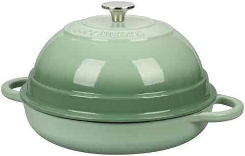 VORRINGARD Cast Iron Enameled Dutch Oven Pot with Lid for Bread Baking, Bread Oven, 6 Quart, Green