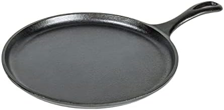 Lodge Pre-Seasoned Cast Iron Griddle with Red Handle Holder, 10.5 Inches