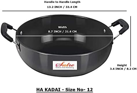 Satre Online and Marketing Hindalco Non Stick Aluminium Kadai Size No-12, Thickness 3 mm, Deep Frying Pan - Black