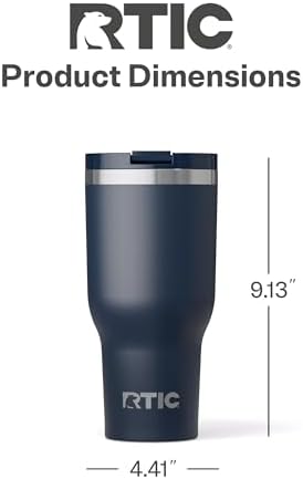 RTIC 40oz Essential Tumbler with Lid, Ceramic Lined, Navy