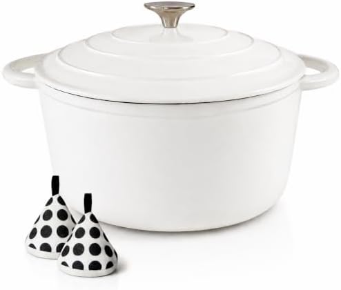3 QT Enameled Cast Iron Dutch Oven with Self-Basting Lid, Everyday Size Heavy Duty Soup Pot for Small Batch Cooking, Stews, Soups, Braised Meats & Bread Baking, Moisture-Locking Design, Oven Safe 500°F