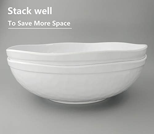 KX-WARE Melamine Serving Bowls -2pcs 12inch Larger Salad Bowls/Mixing Bowls,White Color| Break-resistant 100% Melamine Bowls | Dishwasher Safe,BPA Free