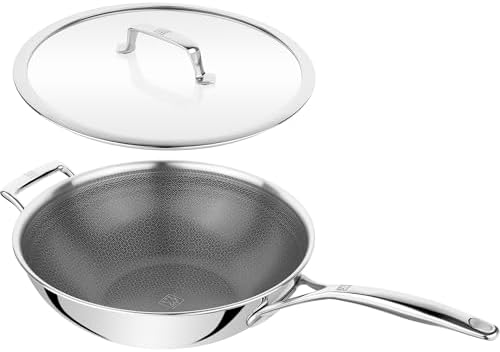 ZWILLING Peak 12-inch Stainless Steel Ceramic Nonstick Dual Performance Wok with Lid