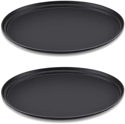 FillTouch 2 Pcs Restaurant Serving Trays Oval, 27 x 22 Inch, Black
