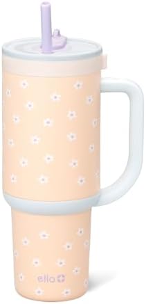 Ello Oasis 30oz Insulated Stainless Steel Tumbler with Straw, Daisies