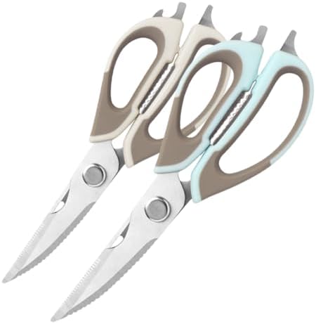 2 Pcs Heavy Duty Kitchen Shears for Food, Come Apart Design & Dishwasher Safe, Multi-function Kitchen Scissors set, Stainless Steel Food Cooking Scissors, No Magnetic Holder