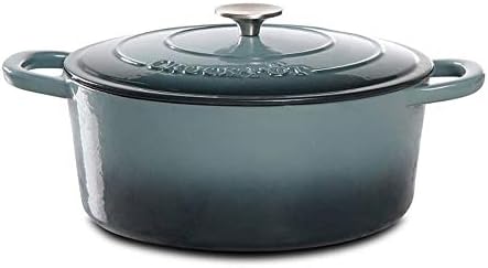Crock-Pot Artisan 7-Quart Oval Enameled Cast Iron Dutch Oven – Slate Gray, Heavy-Duty Cookware for Slow Cooking, Roasting, Baking with Lid