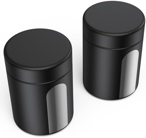 Urekt Glass Storage Jar (4 oz), 2 Pack Premium Food Grade Visual Container with Child Resistant Cap, Small Waterproof Bottle Multipurpose Container for Coffee Beans Nuts Teas Spices(120ml)