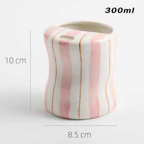 Espresso Cups Ceramic Coffee Mug Series European Striped Dot Coffee Cup And Saucer Mug Cake Plate Afternoon Tea Set Tea Cup And Saucer (Pink2)