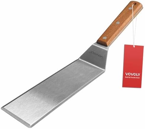 Stainless Steel Metal Spatula, Long Griddle Spatula, Hamburger Smasher Turner Scraper - Pancake Flipper - BBQ Turner and Flat Top Griddle Fliiper - Commercial Grade,3x8 inch
