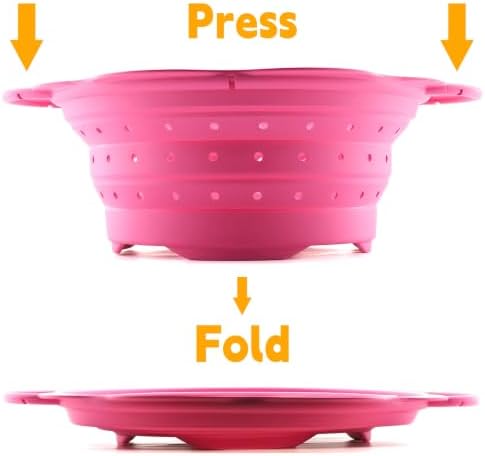 Collapsible Silicone Colander for Kitchen，Foldable Pasta Vegetable Strainer