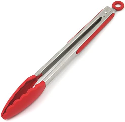 Chef Craft Premium Silicone Tongs, 12 inch, Red