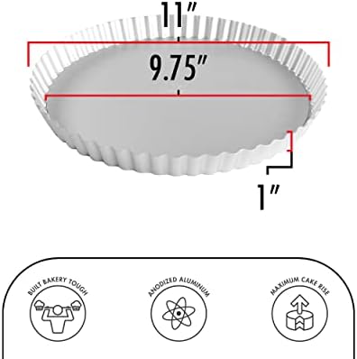 Fat Daddio's PFT-11 Round Fluted Tart Pan, 11 x 1 Inch