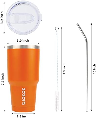 BJPKPK 30 oz Tumbler with Lid and Straw, Insulated Stainless Steel Cup