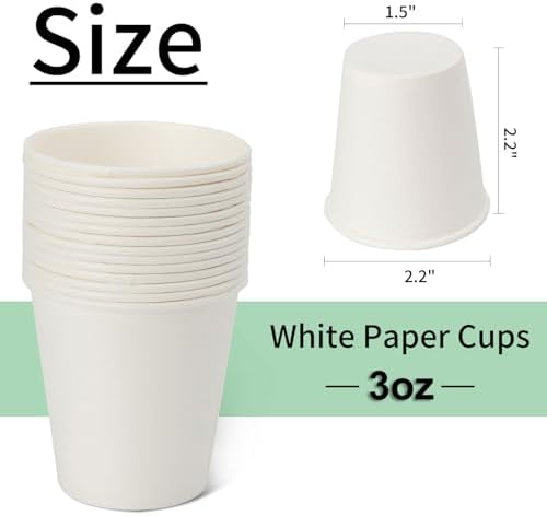 METAPRINT 3000 Pack 3 oz Bathroom Paper Cups for Mouthwash, White
