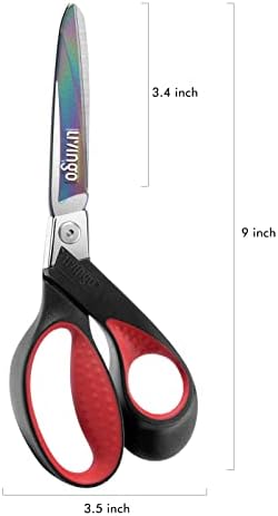 LIVINGO 9" Heavy Duty Titanium Coated Stainless Steel Scissors, (Red/Black)
