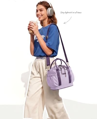 LOVEVOOK Drawstring Insulated Lunch Bag Women,Adult Lunch Box,Purple