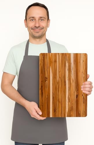 Teakhaus Cutting Board - Large (L) Teak Wood Cutting Board 20”L x 15”W x 1.5” Thick - Sustainably Harvested and FSC Certified - Knife Friendly with Natural Oil Finish