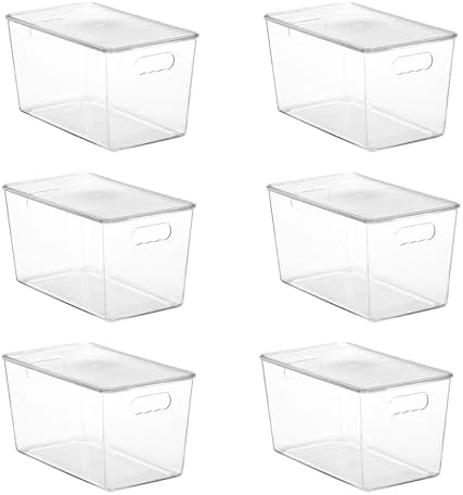Vtopmart 6 Pack Clear Stackable Storage Bins with Lids and Handles, XLarge