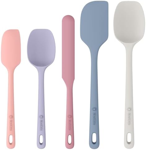 ChefAide 5 Pieces Silicone Spatulas Set, Heat Resistant Rubber Spatula