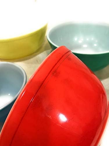 Vintage Pyrex Primary Colors Mixing Bowl Set - Blue, Red, Green, Yellow