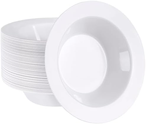 SETUP [12 oz. - Case of 400 White Plastic Bowls, Disposable Plastic Soup Bowls - Premium Heavy-Duty Dessert Bowls for Wedding, Party and All Occasions