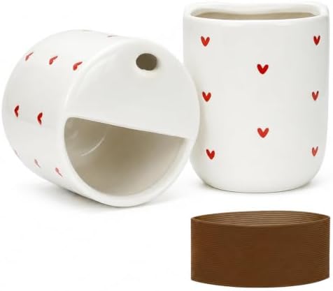Ceramic Coffee Mug with Silicone Sleeve, 12oz Heart Coffee Cup