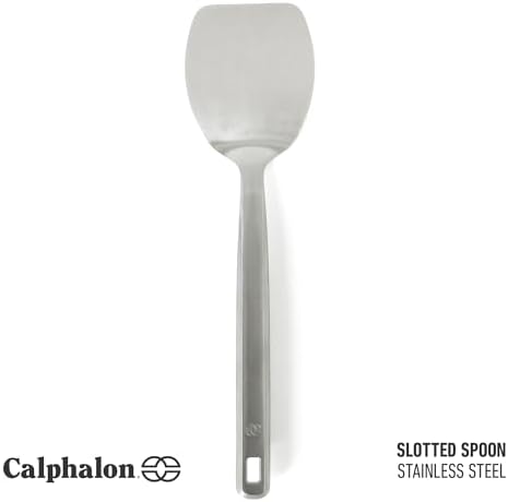 Calphalon Prime Solid Turner, 13-Inch Stainless Steel Solid Spatula, Heat Resistant for Searing and Flipping, Weighted Handle for Balanced Control