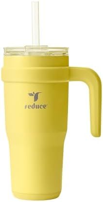 Reduce 24 oz Stainless Steel Tumbler with Handle - Dual-Wall Vacuum Insulated Travel Mug, Sweat-Proof Lid & Reusable Straw - Keeps Drinks Cold for 24 Hrs, Fits Cupholders, Dishwasher Safe -Pina Colada