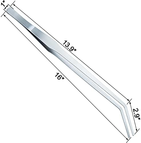 OIIKI 2PCS Stainless Steel Tongs Tweezers, 15 inch Staright Tongs Tweezer