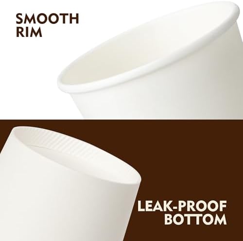 YEEHAW 8 oz 500 Pack Coffee Cups White Paper Cups