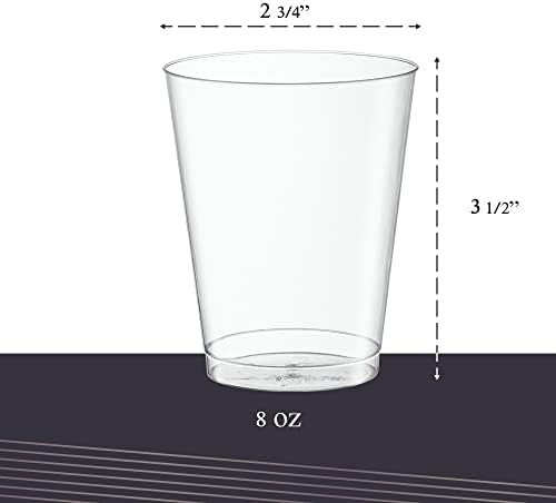 PLASTICPRO Disposable 8 oz Crystal Clear Plastic Tumblers for Party's & Weddings pack of 100
