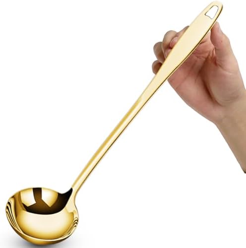 Soup Ladle, Gold Ladles for Serving, 304 Stainless Steel,12.2Inch