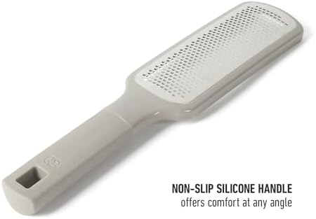 Calphalon Prime Cheese Grater, Stainless Steel Paddle Grater with Non-Slip Rubber Handle and Protective Cover, Kitchen Shredder for Cheese, Vegetables & Chocolate, Taupe
