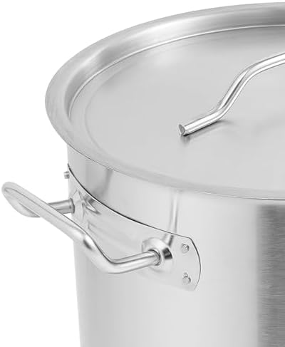 25 Quart Stainless Steel Stockpot Commercial Large Stock Pot with Lid & Handles, Cookware Soup Pot for Boiling Cooking Stew, Induction Cooking Pot for Home Restaurant Hotel (25L/26Qt)