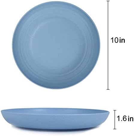 Homienly Unbreakable Deep Dinner Plates Wheat Straw Plates Sets Microwave and Dishwasher Safe Plastic Plates for Kitchen, Camping, Picnic, 8 PCS Lightweight Plate for Dessert (Fresh Light, 10 inch)