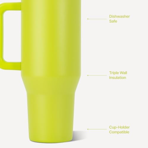 HydroJug Traveler 32oz, Insulated Tumbler with Handle & Straw, Lemon Lime
