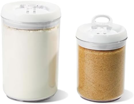 Felli Flip Tite Storage Container with Lid 6" ROUND Airtight Ring Lock Top, Plastic Canister Jar for Flour Sugar Rice Protein Powder Coffee Cracker Kitchen Pantry Organizer (6" Round Nest-M 2pk)