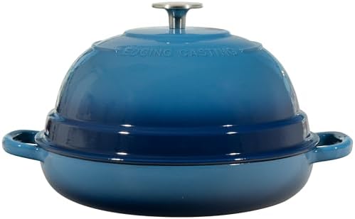 EDGING CASTING Enameled Cast Iron Dutch Oven Pot with Lid, Round Bread Oven for Homemade Sourdough Bread Baking, 6 Quart, Lake Blue