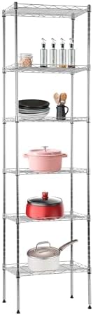 BestOffice | 6-Tier Wire Shelf | 17" x 12" x 64" | Chrome