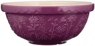 Mason Cash In the Meadow S18 Mixing Bowl, 2.85 Quart Mixing Bowl, Embossed Floral Daisy Design, Durable Ceramic Bowl for Baking Bread Dough, Cake Batter, Cookies & Kitchen Serving Bowl