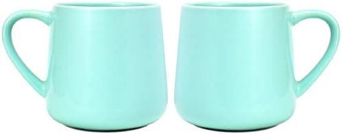 Bosmarlin Glossy Ceramic Coffee Mugs Set of 2, Tea Cup for Office and Home, 18 oz, Suitable for Dishwasher and Microwave(Mint Green, 2)