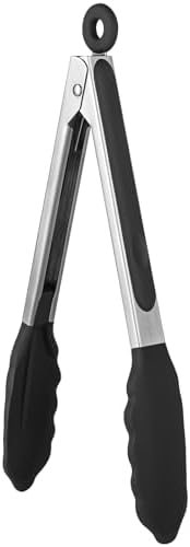 U-Taste Kitchen Tong for Cooking, 600ºF Heat-Resistant Silicone, 9in/Black