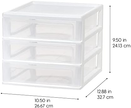 IRIS USA 3-Drawer Medium Stacking Desktop Organizer, White