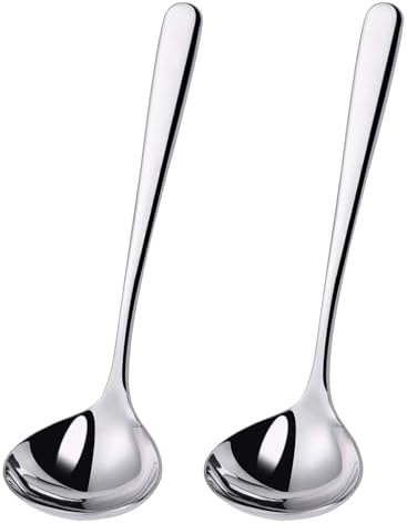 2 oz. Soup Ladles SUS304 Stainless Steel Gravy Ladle for Serving,9.5 Inch Sauce Ladel Spoon(Silver)(Set of 2)