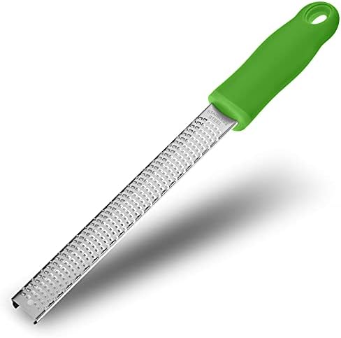 8-Inch Lemon Zester & Cheese Grater, 18/8 Stainless Steel, Green