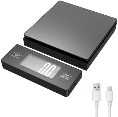 Wireless Detachable Display Digital Food Scale, 11lb/5kg, Solid Black 1g Precise Weighing, Tare & Backlit LCD, 304 Stainless Steel Surface, Ideal for Coffee Brewing, Baking & Daily Meal prep