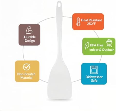 Reston Lloyd Spatula, Turner for Non-stick pans, Heat Resistant, Flipper, BPA Free Melamine Utensil with Ergonomic Handle by 11 inch, White
